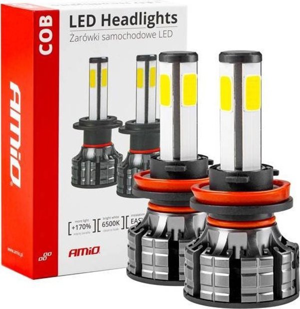 Λαμπτήρες αυτοκινήτου LED COB 4 πλευρών AMIO H8/H9/H11