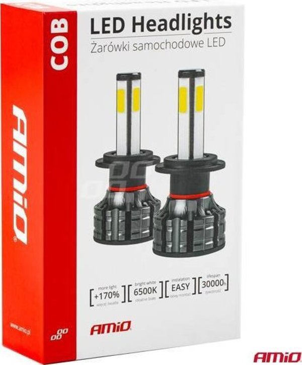Λαμπτήρες αυτοκινήτου LED COB 4 πλευρών AMIO H8/H9/H11