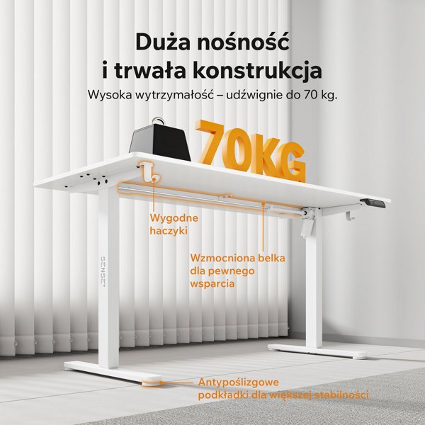 SENSE7 NOJO Light Ηλεκτρικό Γραφείο με Ρύθμιση Ύψους, 140x70 εκ., Λευκό