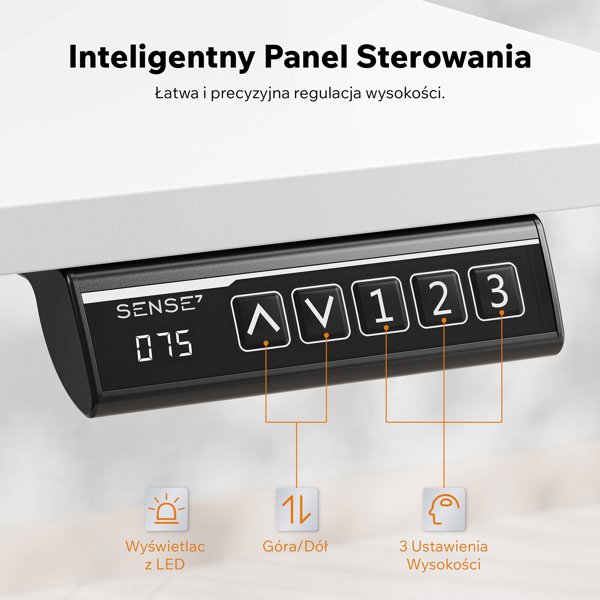 SENSE7 NOJO Light Ηλεκτρικό Γραφείο με Ρύθμιση Ύψους, 140x70 εκ., Λευκό