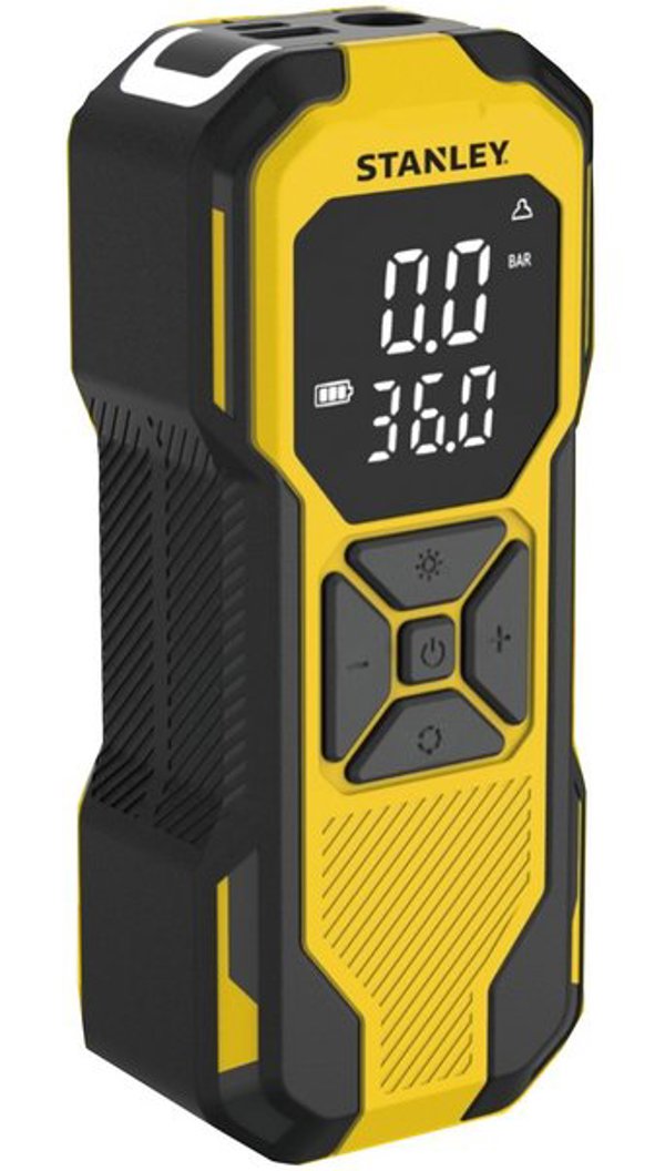 Stanley SXIF0101 Φορητός Συμπιεστής Αυτοκινήτου 12V με Μπαταρία Ιόντων Λιθίου, Λειτουργία Power Bank & Οθόνη Ενδείξεων