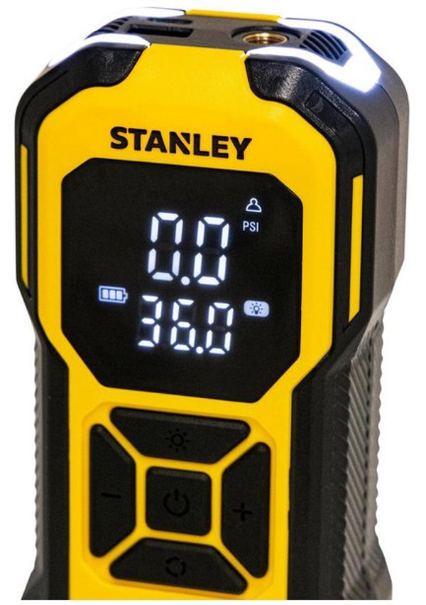 Stanley SXIF0101 Φορητός Συμπιεστής Αυτοκινήτου 12V με Μπαταρία Ιόντων Λιθίου, Λειτουργία Power Bank & Οθόνη Ενδείξεων