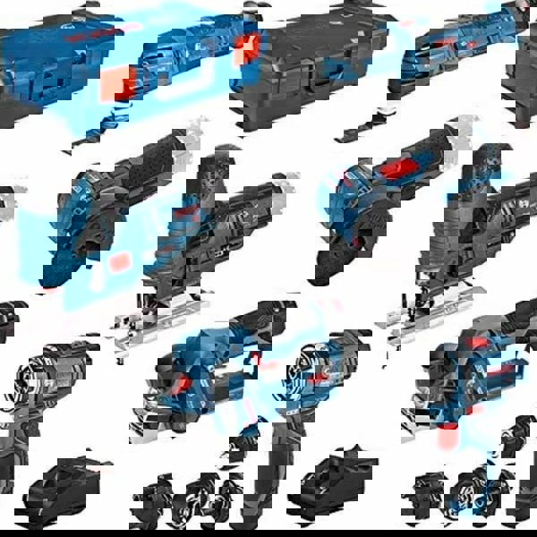 Σετ ηλεκτρικών εργαλείων Bosch Bosch 5 τεμαχίων 12 Volt, GSR + GOP + GHO + GWS + GST (μπλε, 3x μπαταρία Li-ion, XL-BOXX)