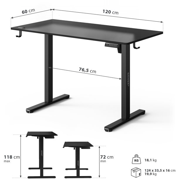 Γραφείο SENSE7 NOJO LIGHT Μαύρο 120x60 εκ.