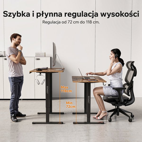 SENSE7 NOJO Light Ηλεκτρικό Γραφείο Gaming & Εργασίας, Μαύρο Δρυς, 120x60 εκ.