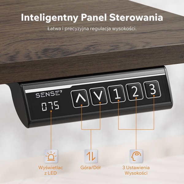 SENSE7 NOJO Light Ηλεκτρικό Γραφείο Gaming & Εργασίας, Μαύρο Δρυς, 120x60 εκ.