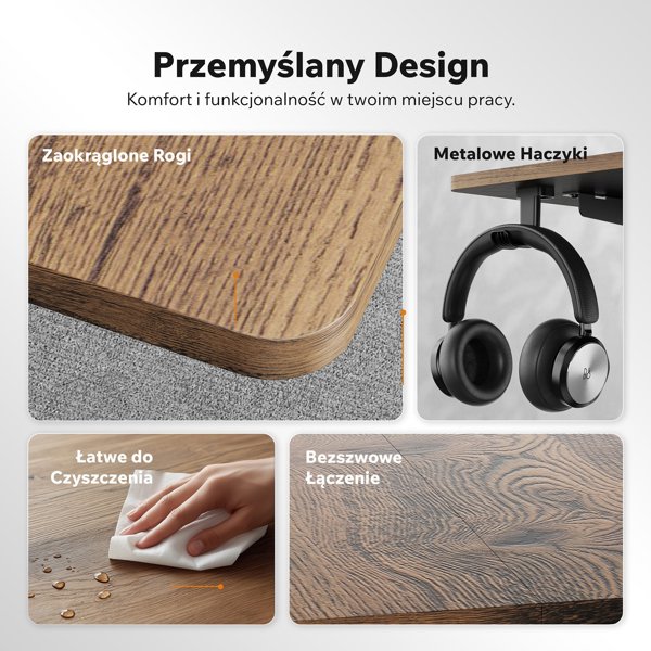 SENSE7 NOJO Light Ηλεκτρικό Γραφείο Gaming & Εργασίας, Μαύρο Δρυς, 120x60 εκ.