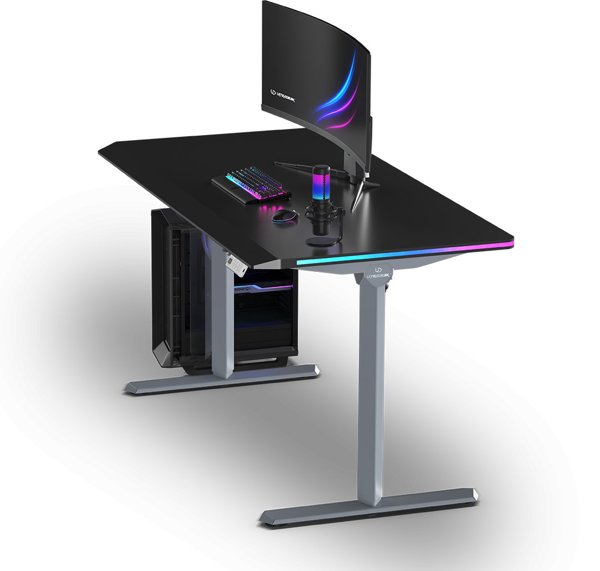 Ultradesk Quest Gaming Desk, Ηλεκτρικό Γραφείο με Ρύθμιση Ύψους 72-120cm, Επιφάνεια 140x70cm, Γκρι-Μαύρο
