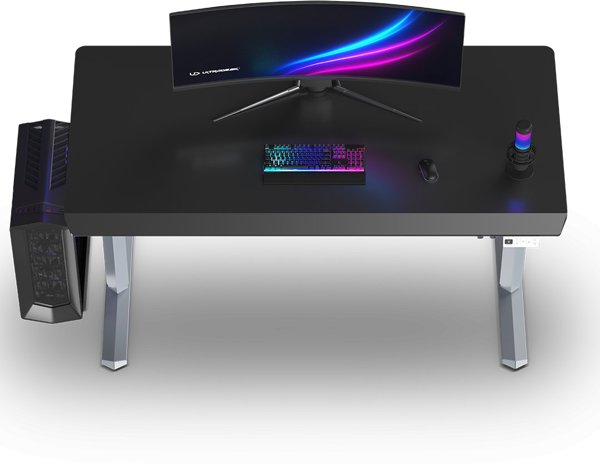 Ultradesk Quest Gaming Desk, Ηλεκτρικό Γραφείο με Ρύθμιση Ύψους 72-120cm, Επιφάνεια 140x70cm, Γκρι-Μαύρο