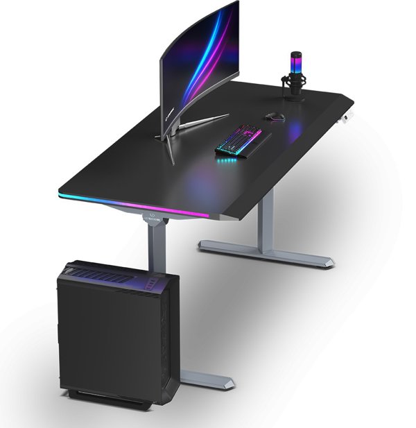 Ultradesk Quest Gaming Desk, Ηλεκτρικό Γραφείο με Ρύθμιση Ύψους 72-120cm, Επιφάνεια 140x70cm, Γκρι-Μαύρο