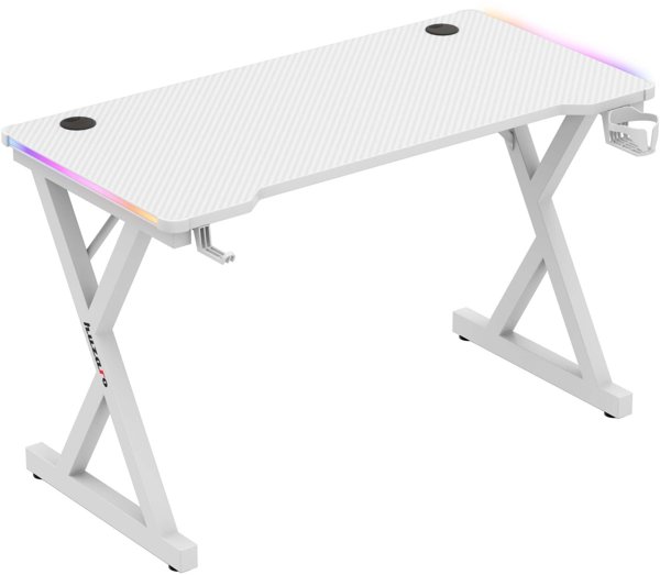Huzaro Hero 2.3 Gaming Γραφείο με Φωτισμό RGB, Λευκό