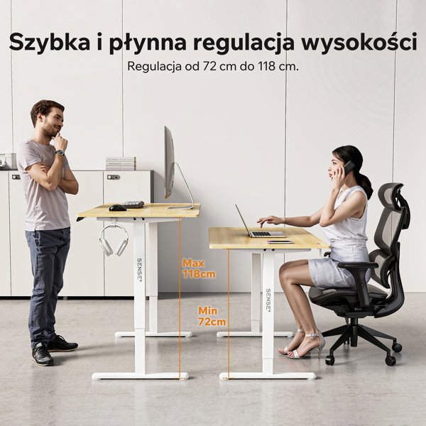 SENSE7 NOJO Light Ηλεκτρικό Γραφείο με Ρύθμιση Ύψους, Πεύκο - Μαύρο, 140x70 εκ.