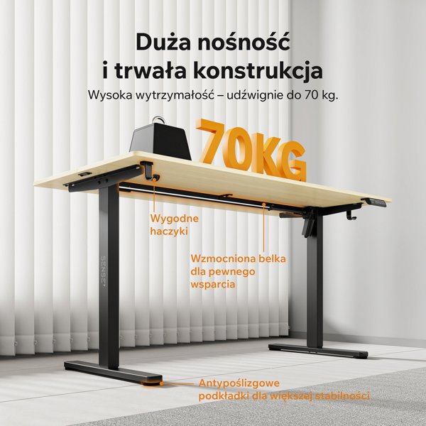 SENSE7 NOJO Light Ηλεκτρικό Γραφείο με Ρύθμιση Ύψους, Πεύκο - Μαύρο, 140x70 εκ.