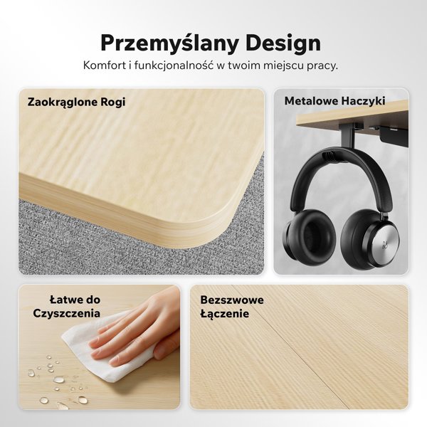 SENSE7 NOJO Light Ηλεκτρικό Γραφείο με Ρύθμιση Ύψους, Πεύκο - Μαύρο, 140x70 εκ.