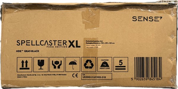 SENSE7 Gaming Πολυθρόνα Spellcaster XL PU, Μαύρο-Γκρι, Εργονομική Καρέκλα Γραφείου