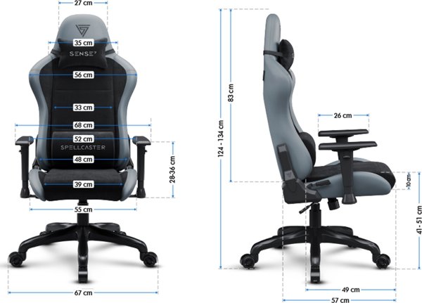 Καρέκλα SENSE7 Spellcaster Fuku PU μαύρο-γκρι