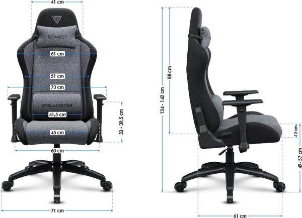 Πολυθρόνα SENSE7 Spellcaster FUKU XL υφασμάτινη μαύρο-γκρι