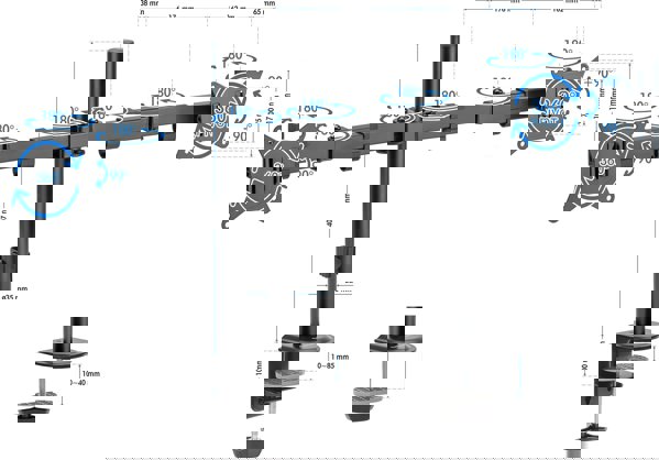 SENSE7 Επιτραπέζια βάση για 2 οθόνες 17"-32" FLOAT DOUBLE